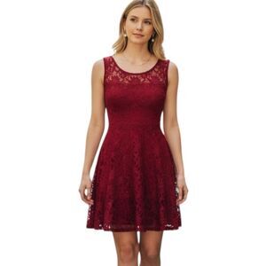 FE FOREVER RED LACE & SEQUIN DRESS SZ. S/M GUC